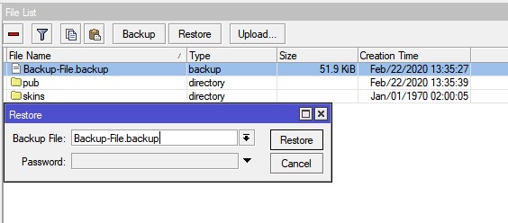 Копирование конфигурации MikroTik на другой роутер, коммутатор или точку доступа, импорт файла типа Backup